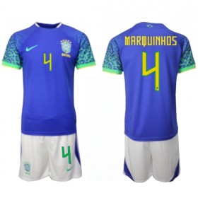 Goedkope Brazilië Marquinhos 4 Kids Uittenue World Cup 2022